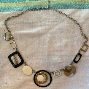 Abstract silver white and black necklace